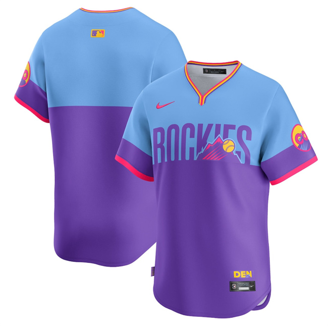 Youth Purple/Light Blue Colorado Rockies Blank 2025 City Connect Limited Stitched Baseball Jersey